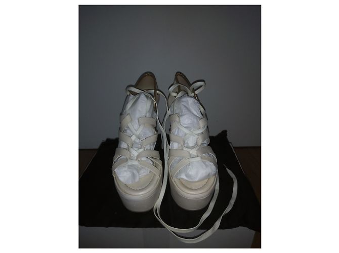 Sandali con zeppa Dolce & Gabbana in pelle eggshell Bianco sporco - vista 5