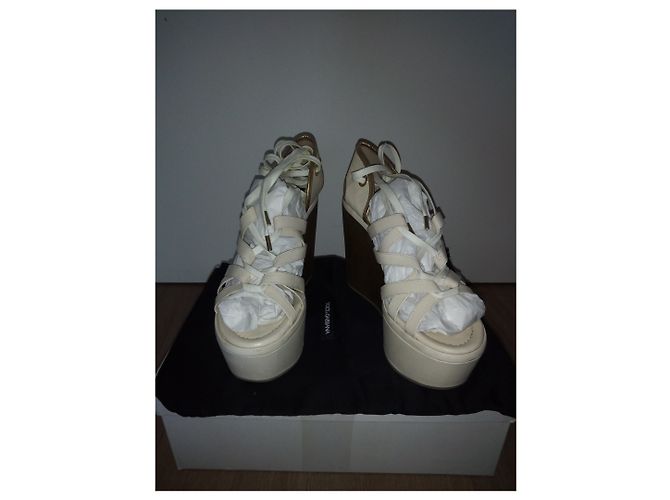 Sandali con zeppa Dolce & Gabbana in pelle eggshell Bianco sporco - vista 6