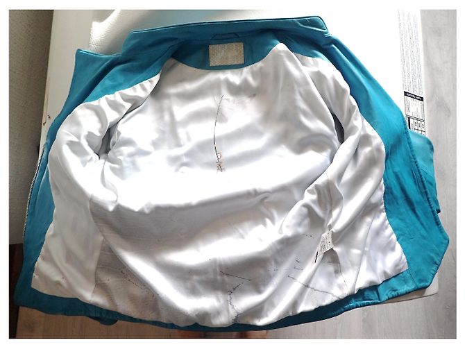 Autre Marque CTRL YOU Lederjacke Türkis Blau - Ansicht 4