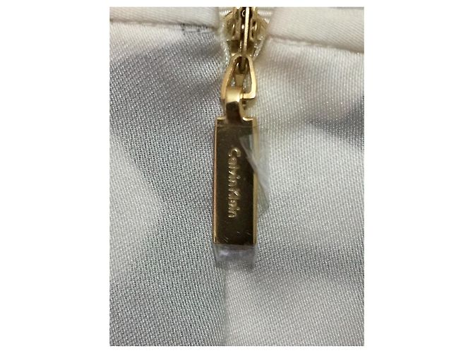 Calvin Klein Vestido de seda con corte láser CK Negro Blanco - vista 5