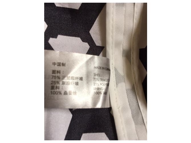 Calvin Klein Vestido de seda con corte láser CK Negro Blanco - vista 6
