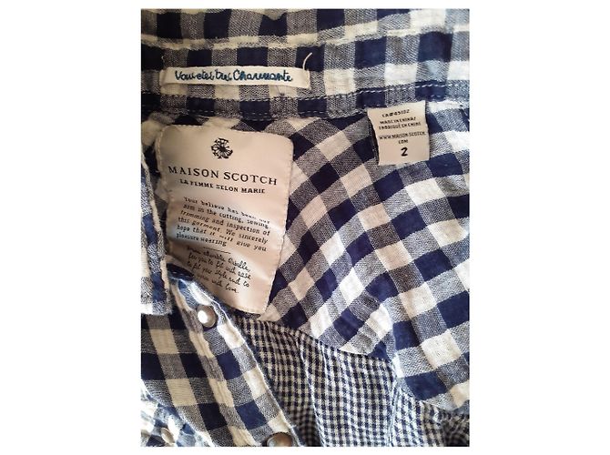 Maison Scotch Hemdkleid Weiß Blau Baumwolle Leinen - Ansicht 2