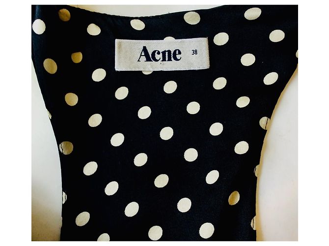 Top de seda Acne negro blanco crema Crudo - vista 2