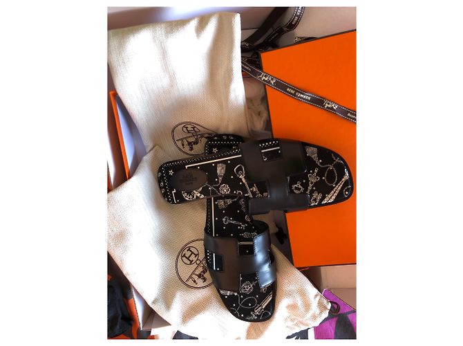 Sandali Hermès Oran in pelle nera misura 41 Nero - vista 2