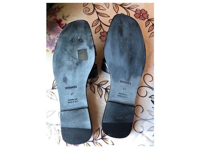 Sandali Hermès Oran in pelle nera misura 41 Nero - vista 5