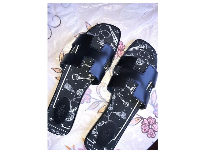 Sandali Hermès Oran in pelle nera misura 41 Nero - vista 8