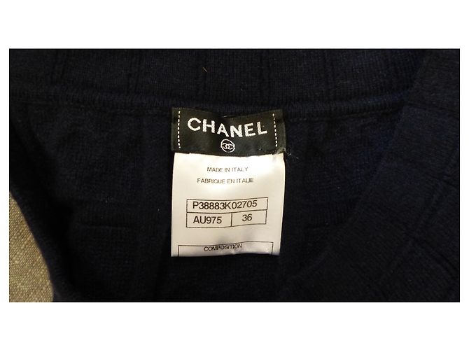 Chanel Paris-Shanghai Kamelien Strickkleid aus Wolle Blau - Ansicht 4