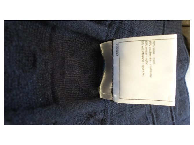 Chanel Paris-Shanghai Kamelien Strickkleid aus Wolle Blau - Ansicht 5