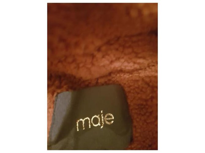 Abrigo largo Maje Gourson marrón efecto pelo Castaño - vista 9