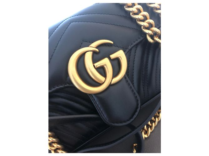 Borsa a mano Gucci Marmont Mini in pelle nera Nero - vista 2