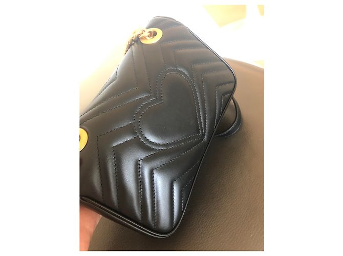 Borsa a mano Gucci Marmont Mini in pelle nera Nero - vista 3