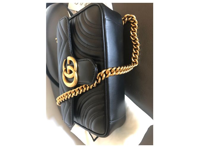 Borsa a mano Gucci Marmont Mini in pelle nera Nero - vista 8