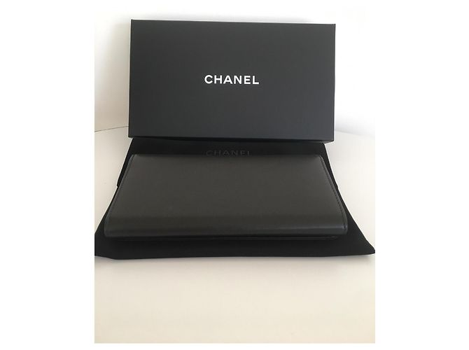 Trendy CC Chanel Large wallet with snap button Black Silvery - view 6