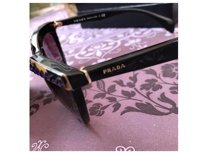 Occhiali da sole Prada Animalier con Strass Swarovski Viola Marrone - vista 3
