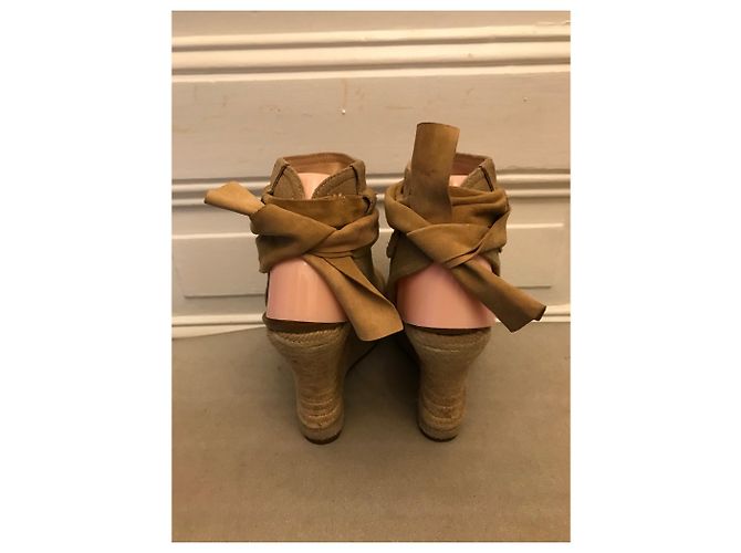 Sandali con zeppa Ann Tuil Beige in Scamosciato e Corda - vista 2
