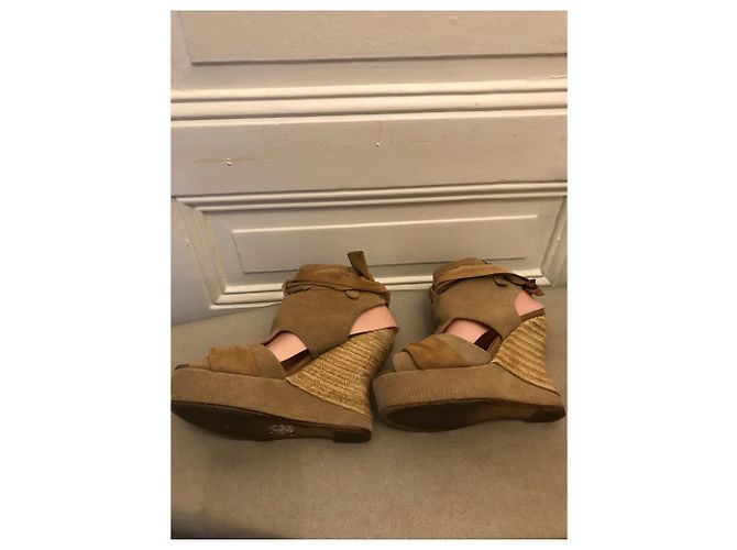Sandali con zeppa Ann Tuil Beige in Scamosciato e Corda - vista 5