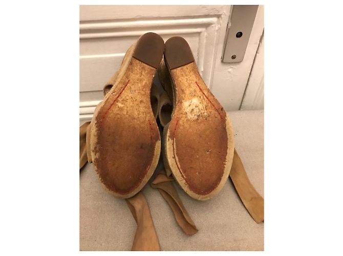 Sandali con zeppa Ann Tuil Beige in Scamosciato e Corda - vista 6