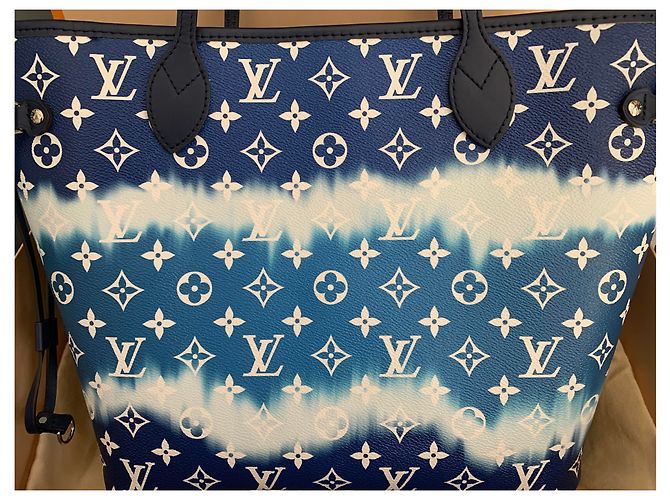 Collezione Louis Vuitton Neverfull MM Escale Azur estate 2020 Blu - vista 3