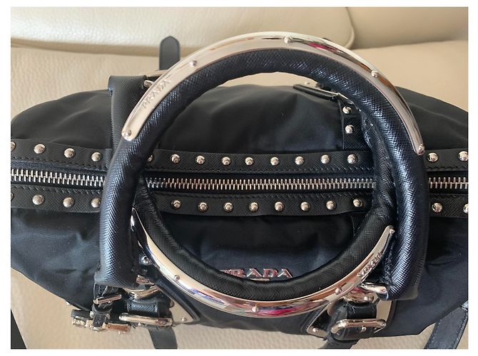 Tote Prada Bauletto in nylon nero - vista 2