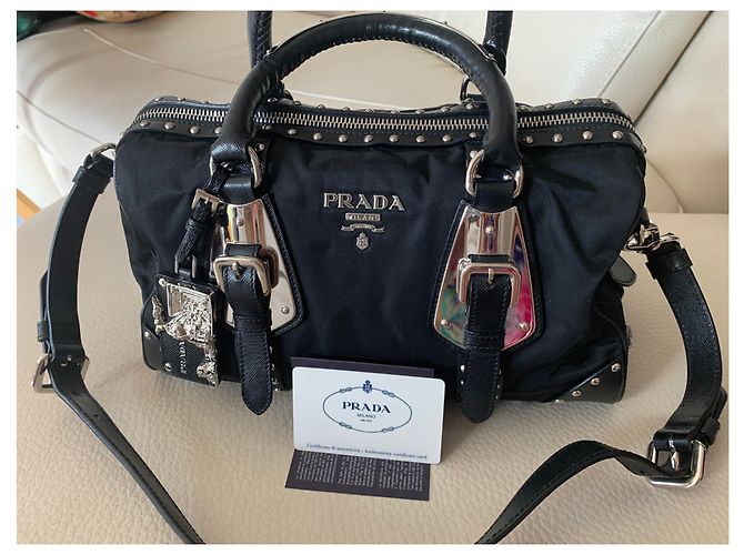 Tote Prada Bauletto in nylon nero - vista 3