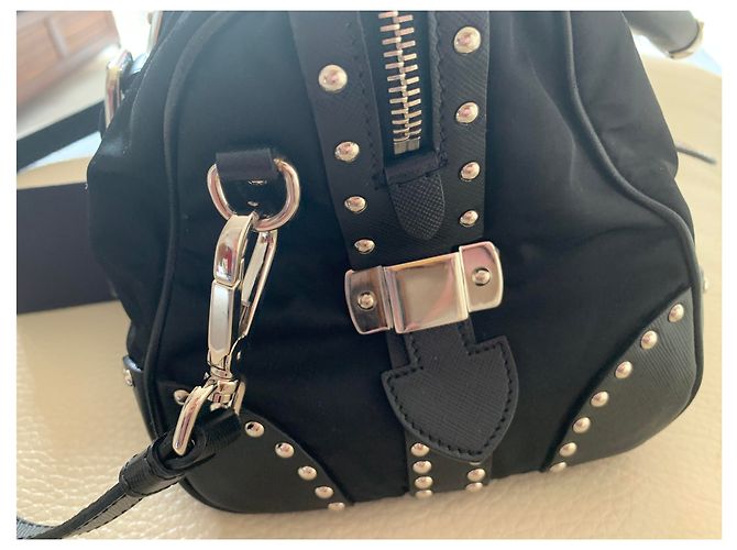 Tote Prada Bauletto in nylon nero - vista 5
