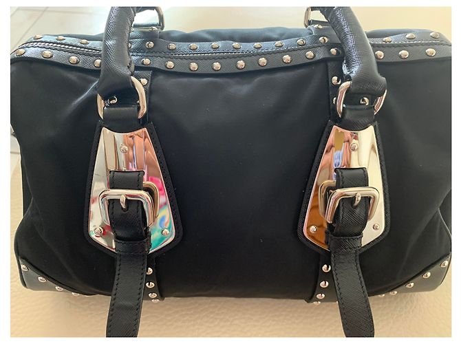 Tote Prada Bauletto in nylon nero - vista 6