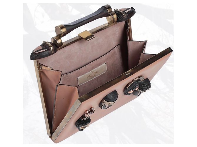 Borsa a tracolla Valentino in pelle beige - vista 2