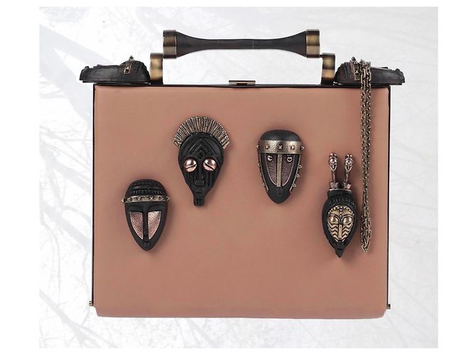 Borsa a tracolla Valentino in pelle beige - vista 5