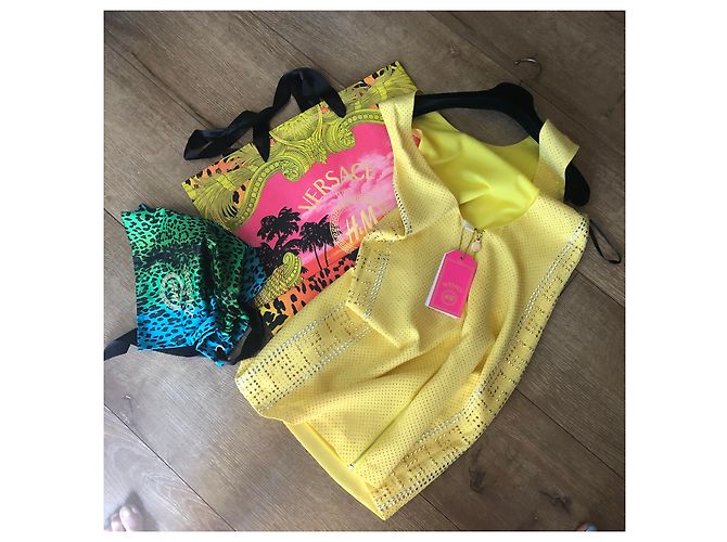 Neuer Versace for H&M Cocktail  mini Kleid mit der Etikette Gelb - Ansicht 4