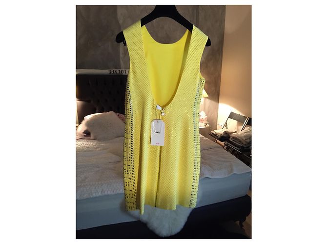 Neuer Versace for H&M Cocktail  mini Kleid mit der Etikette Gelb - Ansicht 7