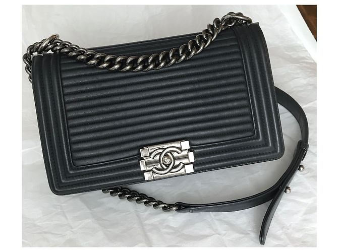 Chanel Borsa con patta Boy media w / card Blu navy Blu scuro - vista 32