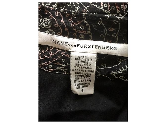 Diane Von Furstenberg DvF Taleen Seidenkleid Schwarz Pink Weiß - Ansicht 5