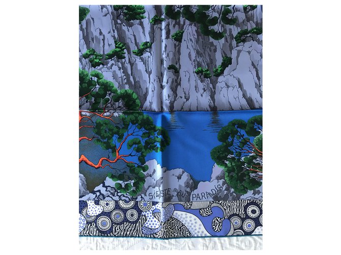 Hermès Hermes Square 90 Nickerchen im Paradies Blau - Ansicht 2