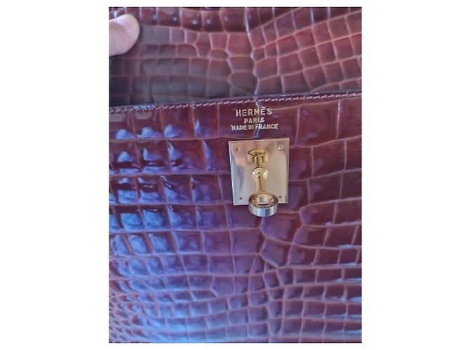 Borsa a mano Hermès Kelly 32 in pelle marrone scuro - vista 3
