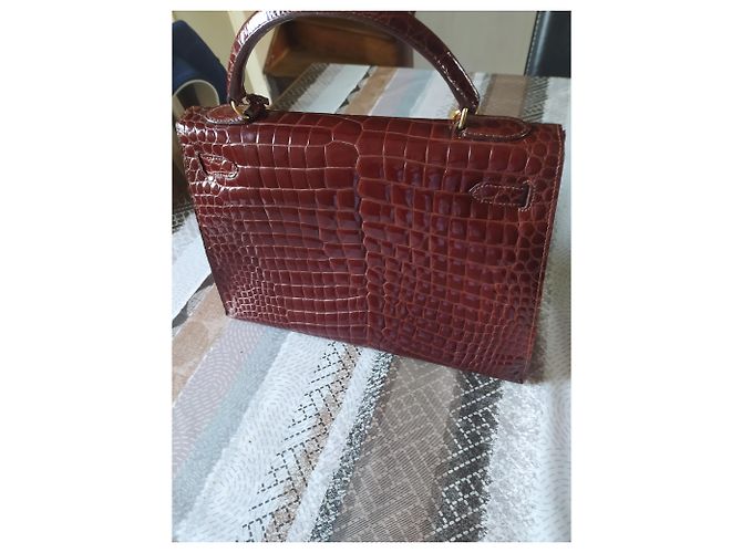 Borsa a mano Hermès Kelly 32 in pelle marrone scuro - vista 4