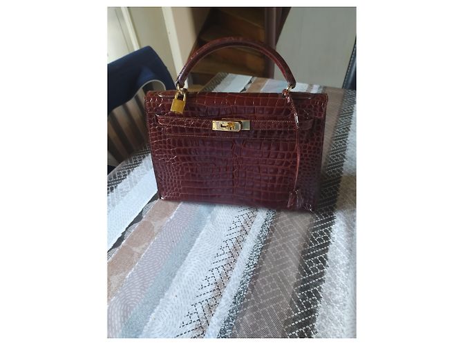 Borsa a mano Hermès Kelly 32 in pelle marrone scuro - vista 5