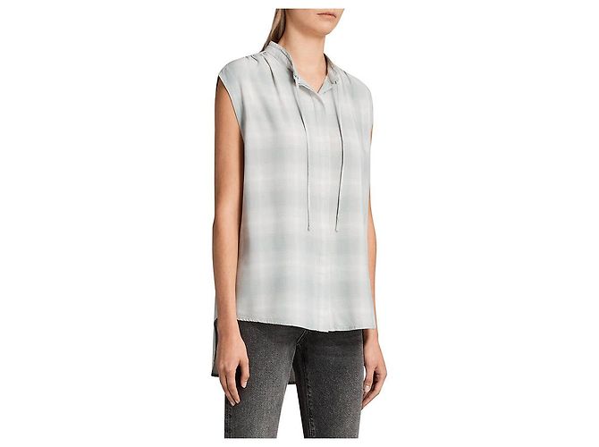 All Saints Camicia a quadri Raya di AllSaints. Verde chiaro Blu chiaro - vista 3