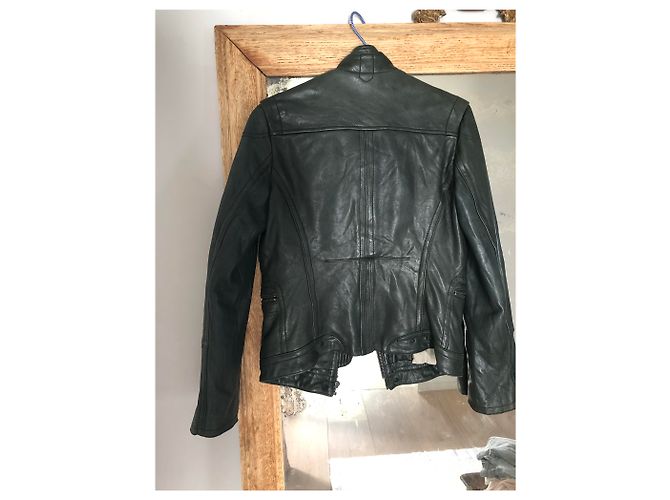 Zadig & Voltaire Klassische Nappalederjacke Dunkelgrün - Ansicht 5