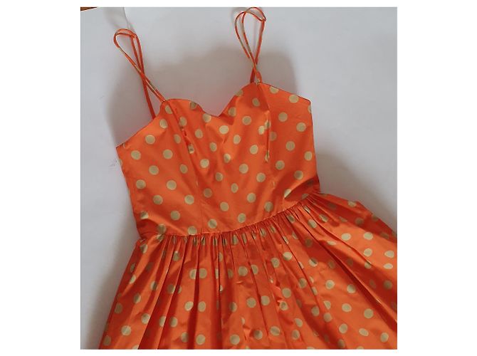 Vestido de bolinhas laranja de algodão Jeremy Scott - vista 2