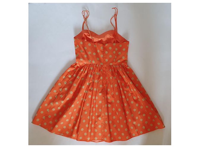 Vestido de bolinhas laranja de algodão Jeremy Scott - vista 3