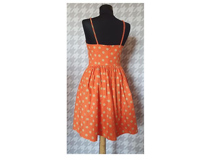 Vestido de bolinhas laranja de algodão Jeremy Scott - vista 6