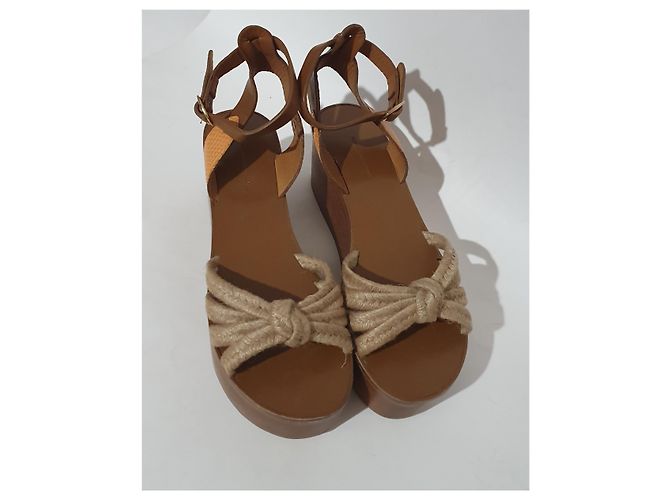 Sandali con plateau Isabel Marant Etoile Marrone Beige Pelle - vista 2