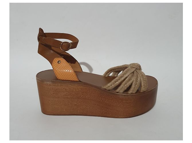 Sandali con plateau Isabel Marant Etoile Marrone Beige Pelle - vista 3