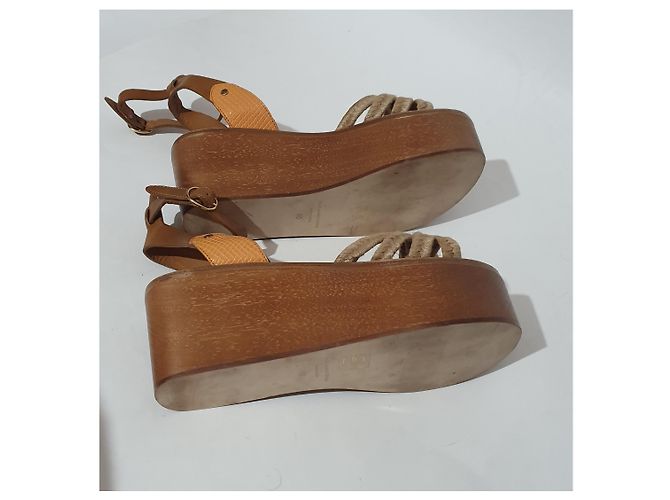 Sandali con plateau Isabel Marant Etoile Marrone Beige Pelle - vista 5