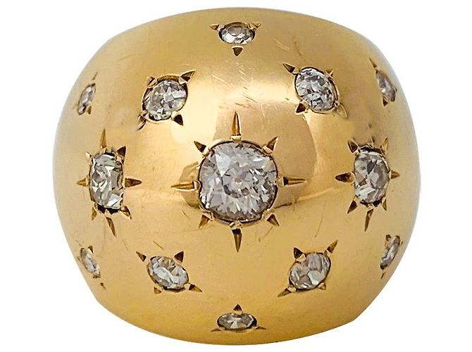 inconnue Anello a cupola in oro giallo e diamanti. - vista 3