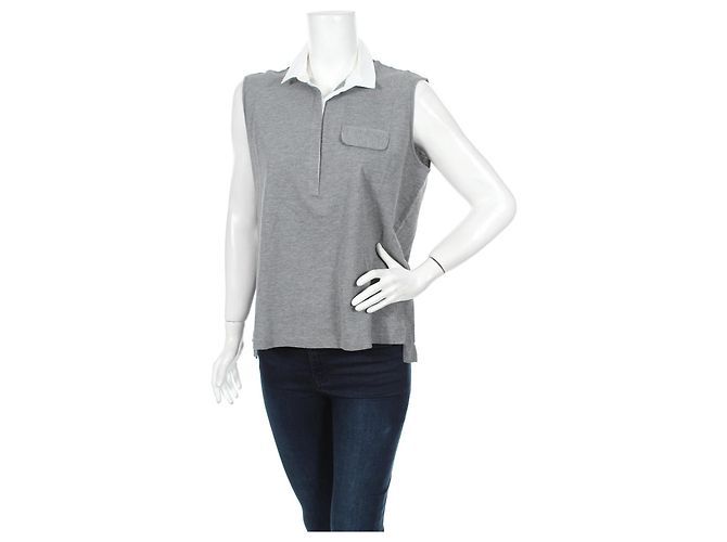 Camiseta sin mangas de algodón gris Fabiana Filippi - vista 5