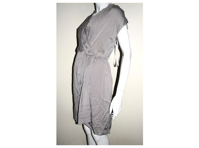 Diane Von Furstenberg Vestido de seda con efecto cruzado de DvF Mateo Gris - vista 2