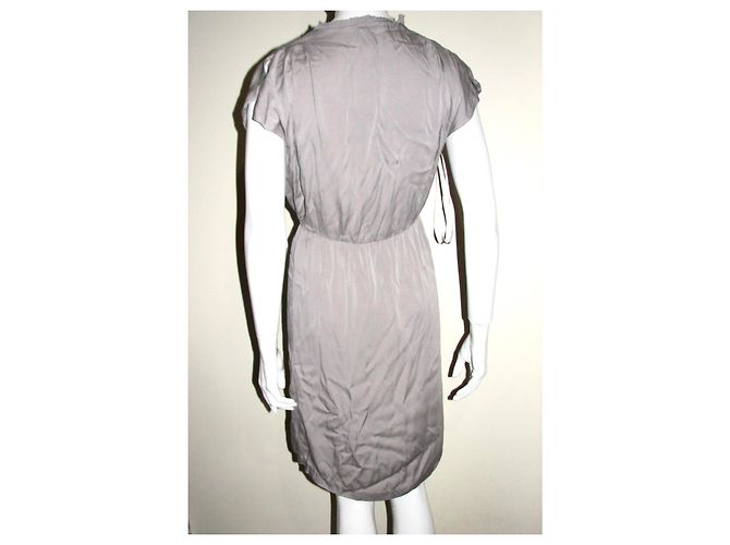 Diane Von Furstenberg Vestido de seda con efecto cruzado de DvF Mateo Gris - vista 3