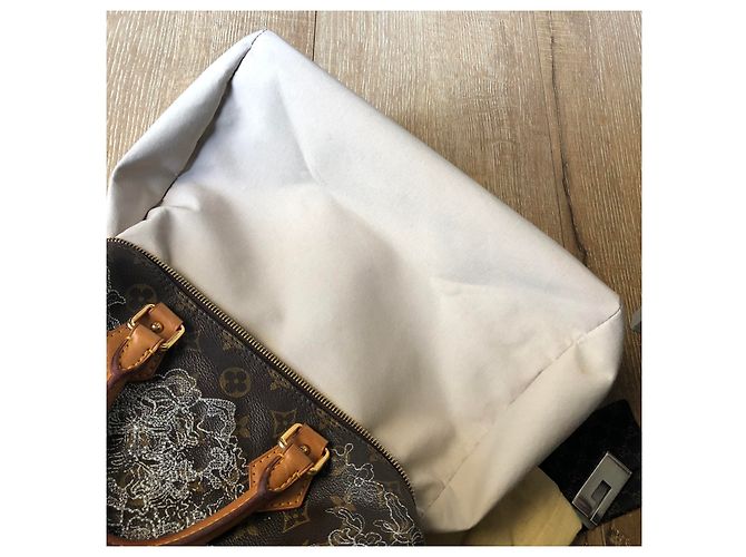 Louis Vuitton Edizione speciale Speedy bag (sprouse) Argento Beige Marrone scuro - vista 10