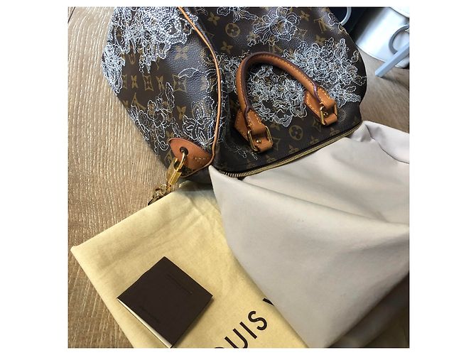Louis Vuitton Edizione speciale Speedy bag (sprouse) Argento Beige Marrone scuro - vista 13